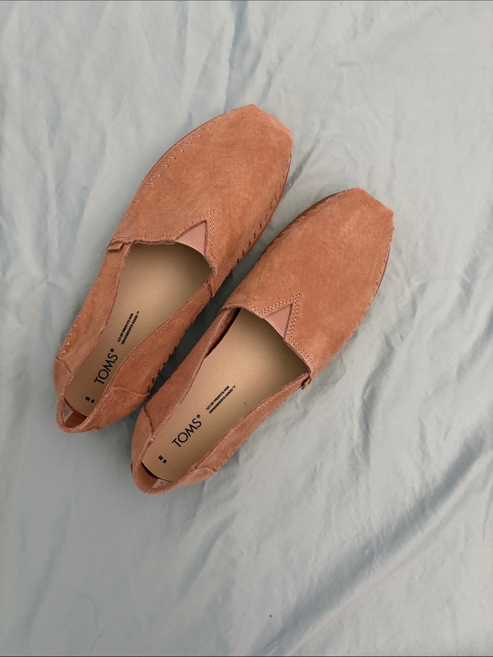 Toms Suede Slip-On Espadrilles in Blush Coral